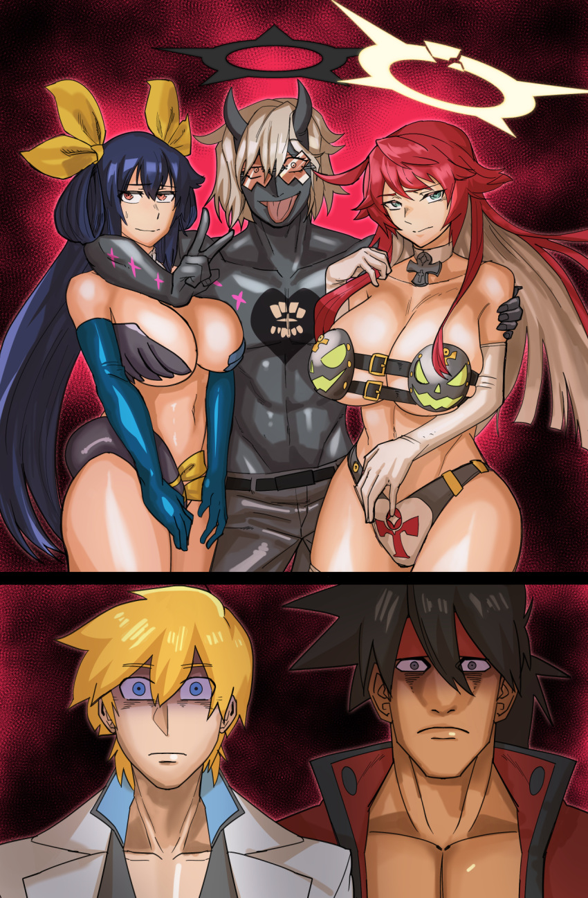 2girls 4boys bad_end blue_hair cheating dizzy_(guilty_gear) grandmother_and_grandson guilty_gear guilty_gear_strive happy_chaos hotsaurus incest jack-o'_valentine ky_kiske large_breasts mother_and_daughter mother_and_son netorare red_hair sol_badguy