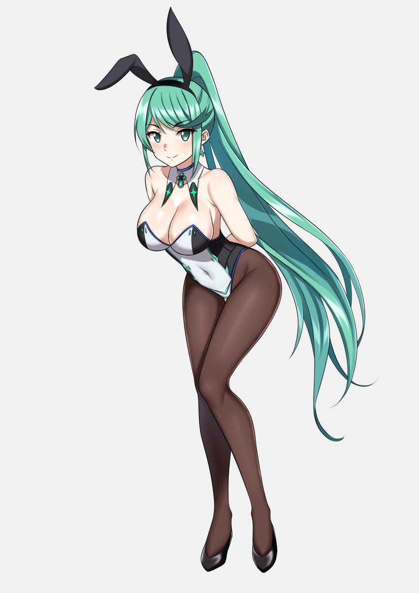 bunnysuit cleavage large_breasts latex nottme pneuma tagme xenoblade_(series) xenoblade_chronicles_2