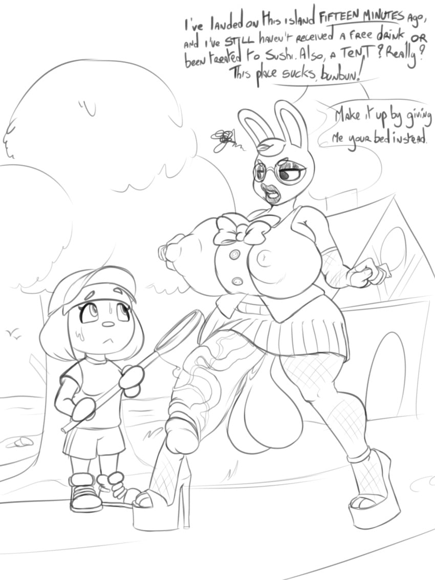 1futa 1girls animal_crossing big_balls big_breasts big_penis erect_nipples fishnets furry futanari high_heels nintendo rabbit tiffany_(animal_crossing) veiny_penis villager_(animal_crossing)