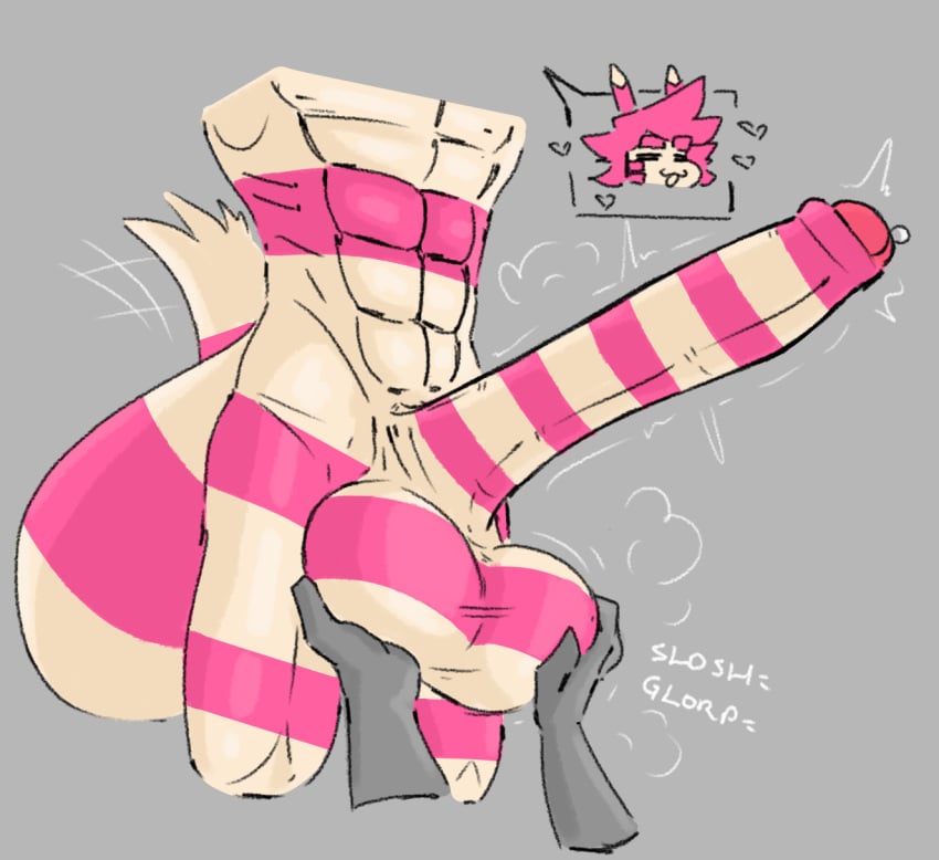 big_balls big_penis doodle finn_(shewiff) fondling furret groping_balls heavy_balls huge_cock hyper_genitalia original_character pink_hair pokémon_(species) pokemon pokemon_gsc shewiff shiny_pokemon sketch solo_male striped_body stripes touching_balls