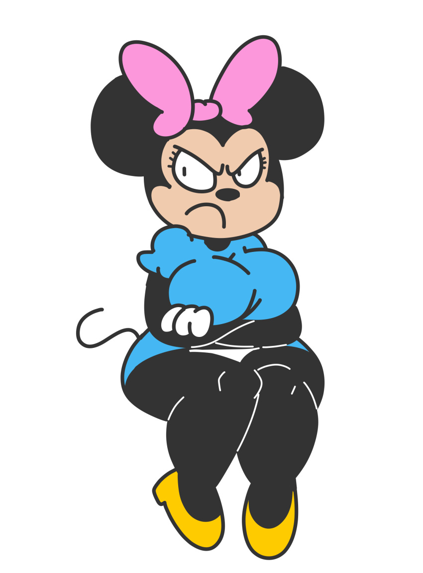 1girls alternate_body_type alternate_breast_size angry anthro big_breasts big_ears black_hair bow breasts clothed clothing female female_only horaco minnie_mouse momi_mouse sr_pelo tail thehoraco thick_thighs