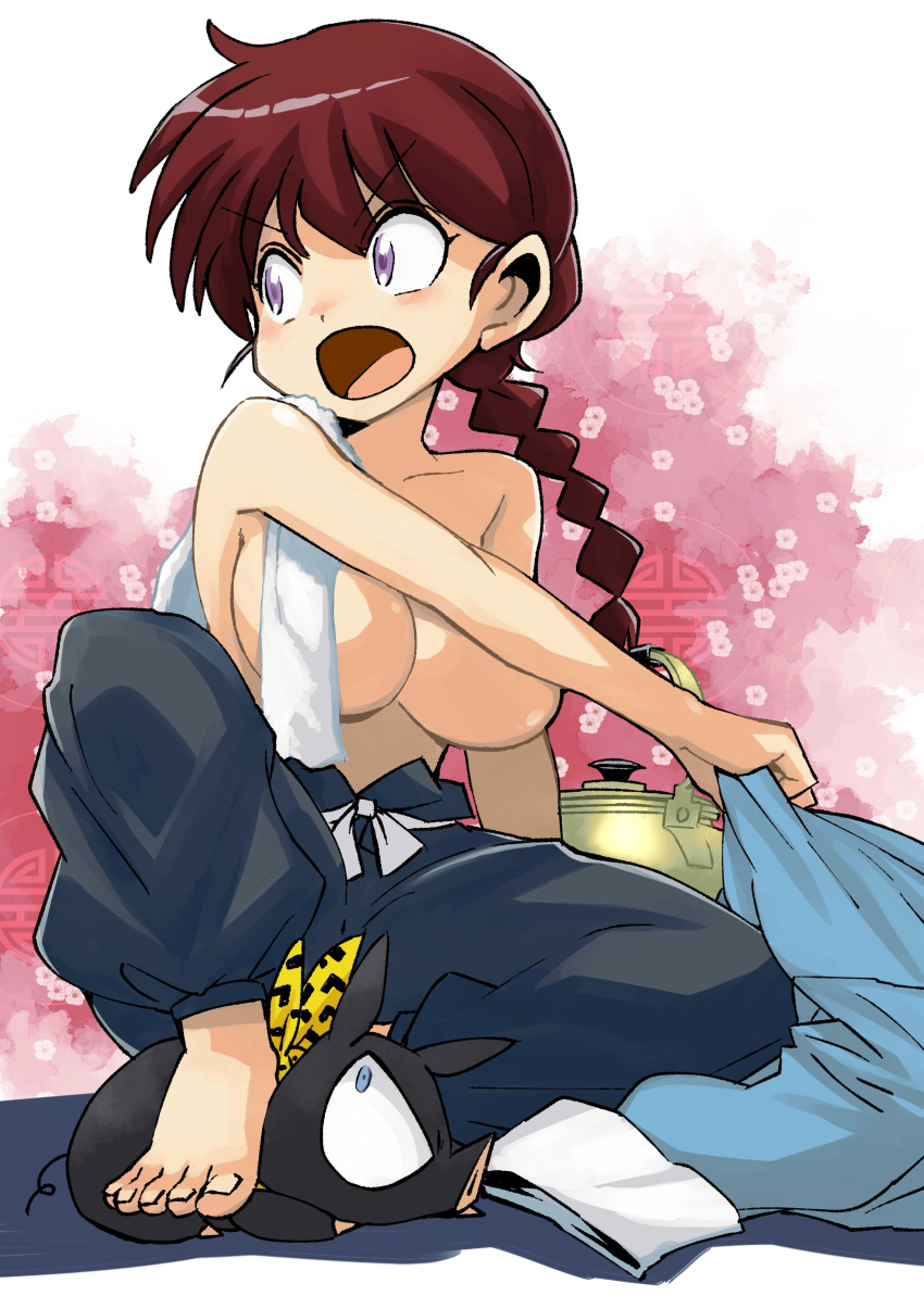 breasts clothing large_breasts muramasa_mikado open_mouth ranma-chan ranma_1/2 ranma_saotome towel