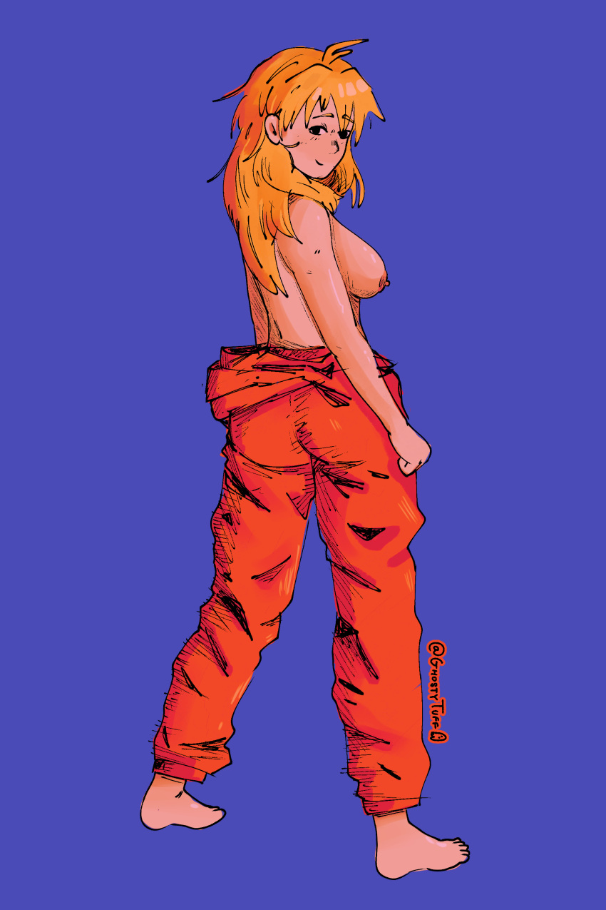 1girls big_breasts blonde_hair dorohedoro female_only ghostytuff looking_back looking_over_shoulder nikaido over_shoulder partially_clothed solo solo_female sommynsfw