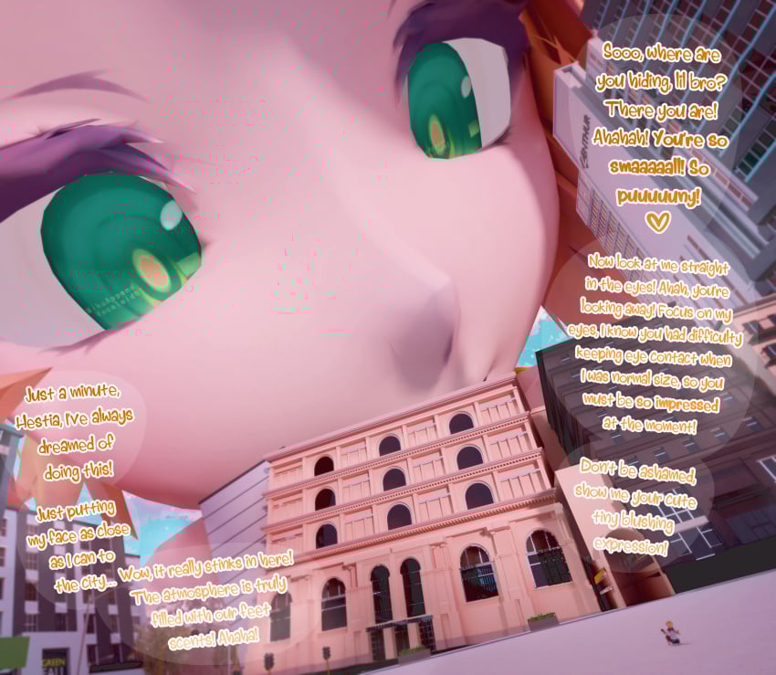 aswababa destruction giantess giga_giantess growth hestia_(danmachi) kagamine_len kagamine_rin siblings size_difference teasing vocaloid
