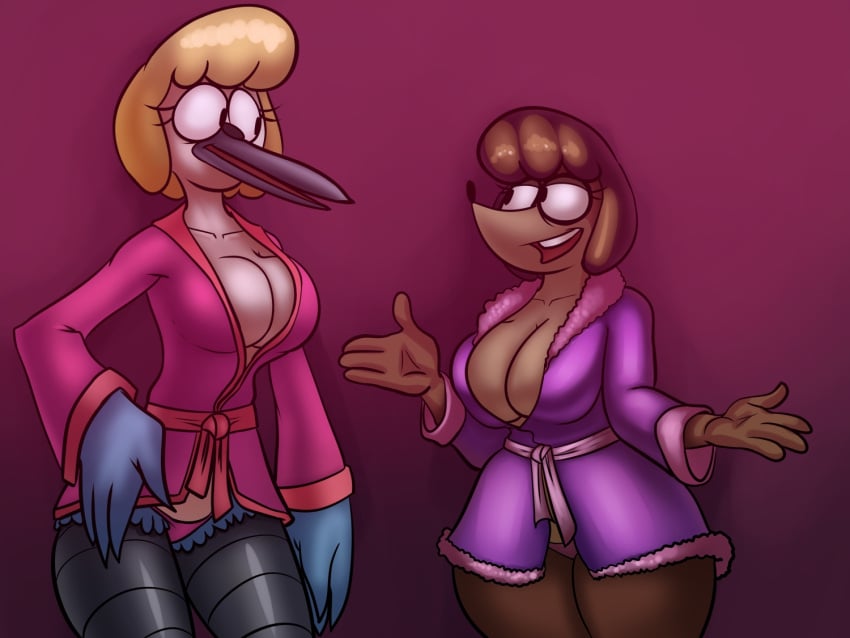 2girls anthro barbera_(regular_show) female_only hilary_(regular_show) milf mordecai's_mom multiple_girls regular_show rigby's_mom tagme thingshappen