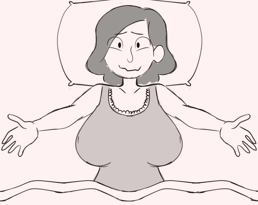 1girls artist_name artist_request bed big_breasts black_and_white breasts cleavage clothed clothing female female_focus female_only hair hilda_(series) johanna_(hilda) monochrome netflix on_bed solo tagme tagme_(artist)