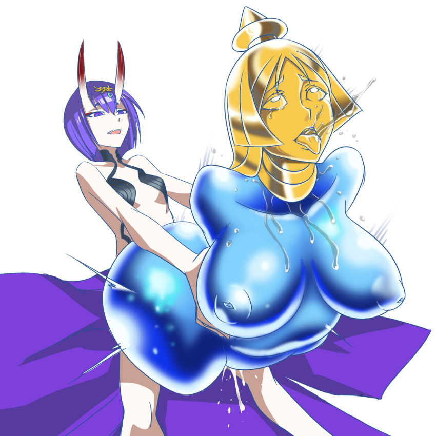 1futa 1girls ahe_gao amputation amputee anus blue_body crying cum cum_in_pussy cum_inside fate/grand_order fate_(series) from_behind futanari hip_grab horns huge_breasts large_breasts minamoto_no_raikou_(fate) missing_arm missing_leg nubless_amputee objectification oni petrification purple_eyes purple_hair sake shuten_douji_(fate) tears tongue tongue_out uns_(sdsxsoverlord) wrist_grab