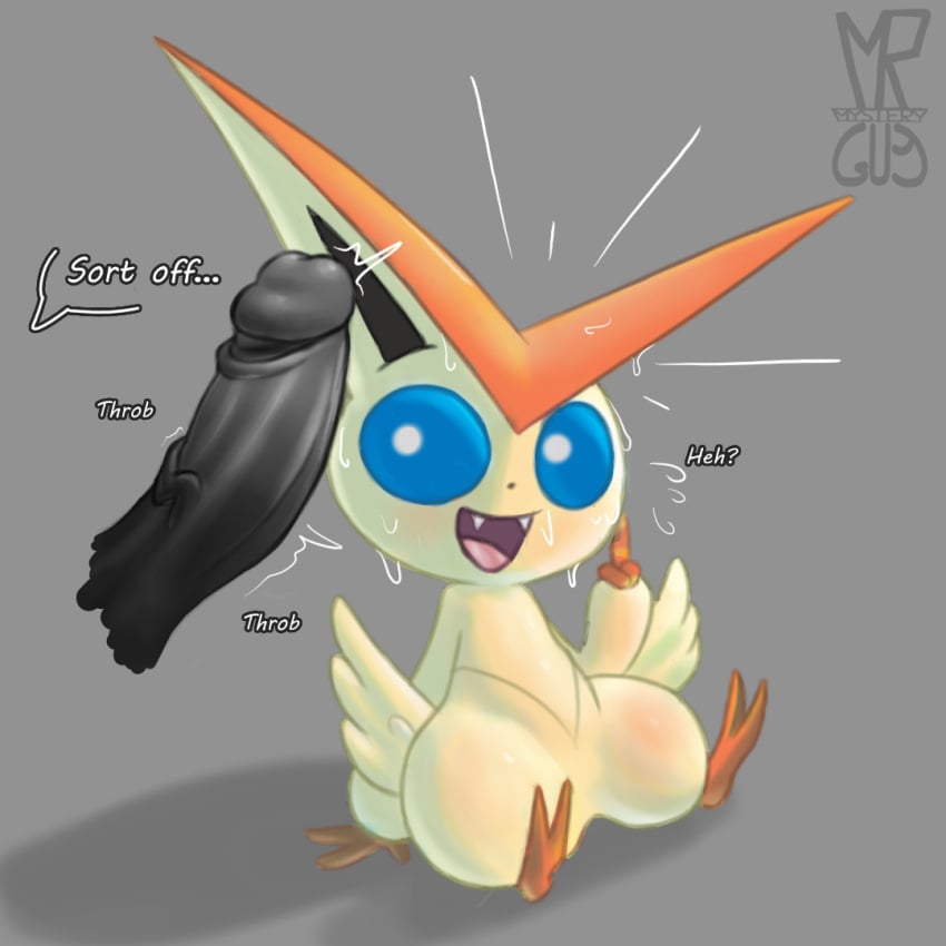 ambiguous_gender big_dom_small_sub big_ears big_penis blue_eyes bodily_fluids butt_wings dominant duo erection generation_5_pokemon genitals huge_cock human humanoid humanoid_genitalia interspecies larger_male legendary_pokemon male male/male mammal mrmystery_guy nintendo open_mouth penis pokemon pokemon_(species) pokephilia sharp_teeth simple_background size_difference smile surprise sweat sweatdrop teeth text throbbing throbbing_penis unusual_wing_placement victini wings worried