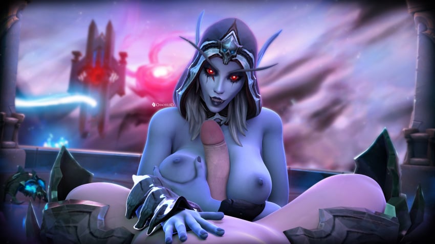 2021 3d anduin_wrynn big_breasts blizzard_entertainment blood chaossu3d femdom human hunter_(warcraft) imminent_sex mawsworn oribos paizuri sex shadowlands smile smirk sylvanas_windrunner titjob undead warcraft world_of_warcraft