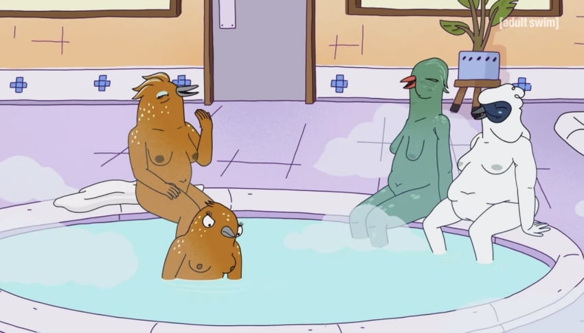 adult_swim anna_songthrush bathhouse bertie_songthrush bird completely_nude_female mother_and_daughter tuca_and_bertie