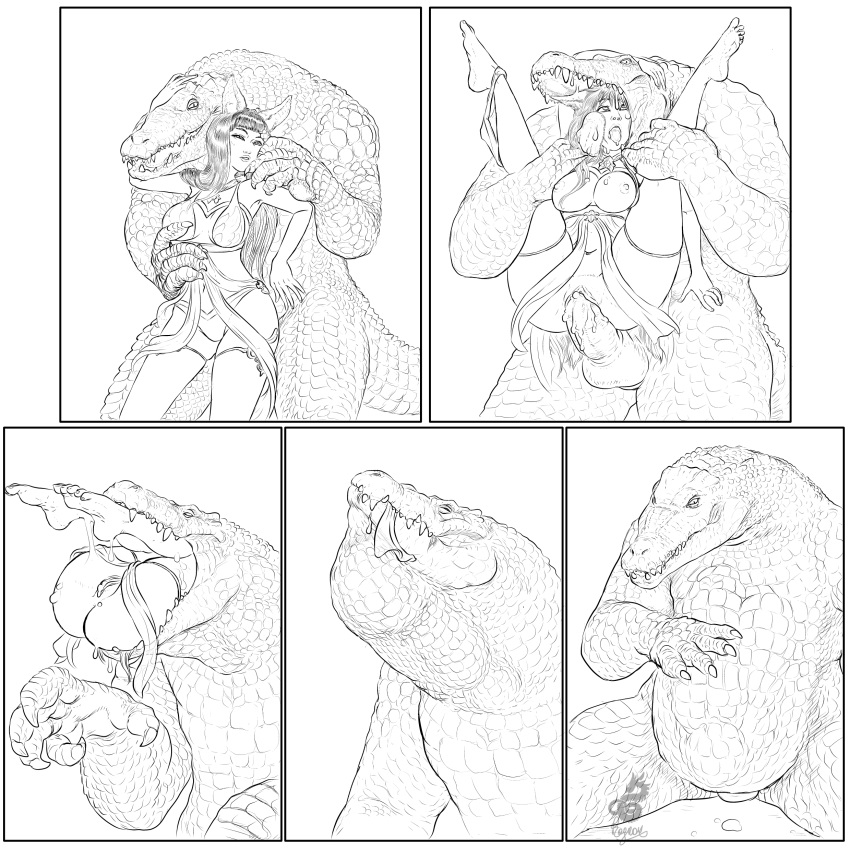 1boy 1girls anthro clothing comic comic_page crocodile crocodilian cum cum_in_pussy cum_inside female human human_on_anthro imminent_vore interspecies korwa korwa_(granblue_fantasy) large_breasts light-skinned_female light_skin lizardman loincloth male monster monster_on_female monster_on_girl monster_sex monster_vore partial_nudity ragnar reverse_suspended_congress scalie_humanoid sequence sex stockings straight swallowing swallowing_bulge vaginal_penetration vore vore_sex