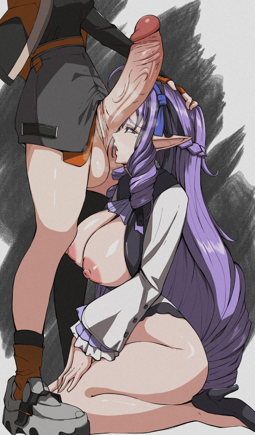 1futa 1girls anxious areolae balls belle_(zenless_zone_zero) big_breasts big_penis blue_hair breasts dickgirl erect_penis erection female fidget4827 futa_on_female futa_with_female futanari hard_on hoyoverse huge_breasts huge_cock imminent_fellatio imminent_oral intersex large_breasts large_penis light-skinned_female light-skinned_futanari light_skin mihoyo mostly_clothed nipples on_knees partially_clothed penis penis_out purple_hair thick_penis veiny_penis vivian_(zenless_zone_zero) zenless_zone_zero