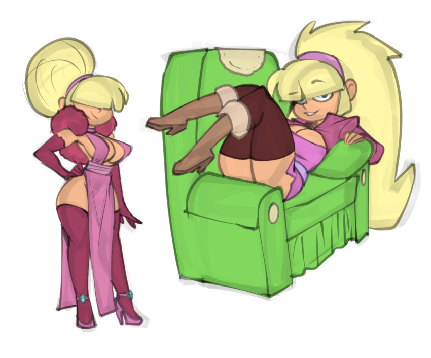 1girls big_hair bigdad blonde_hair boots cleavage couch disney disney_channel dress edit elbow_gloves feather_boa female female_only gloves gravity_falls high_heel_boots high_heels loincloth pacifica_northwest solo straight_hair thick_thighs thighs