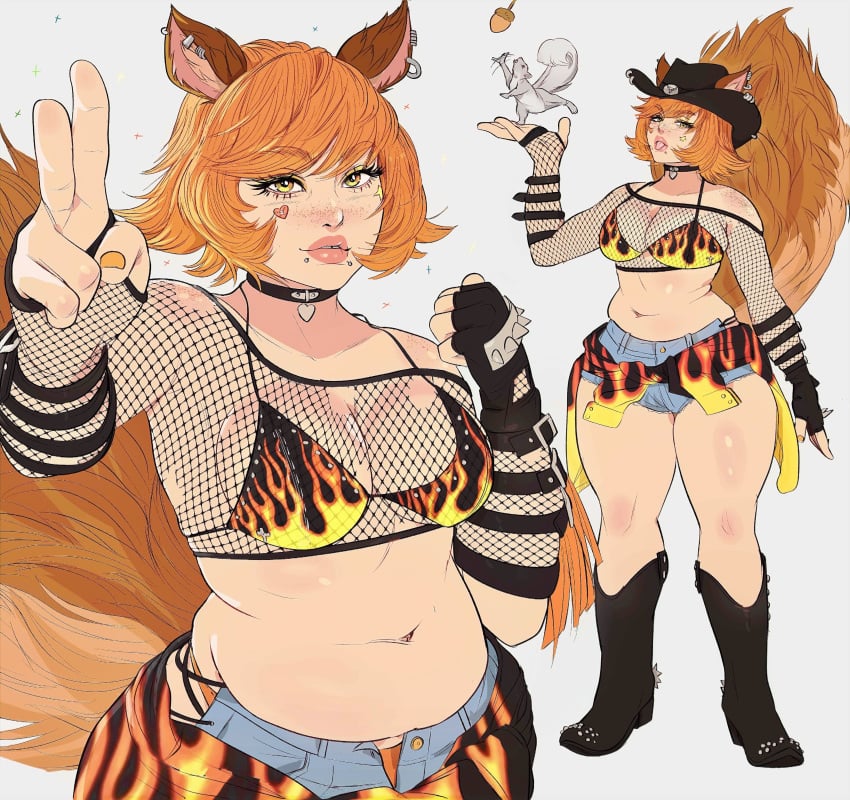 1girls alt_girl animal_ears booty_shorts brown_hair choker chubby female fishnets freckles goth marvel marvel_rivals piercing piercings short_hair squirrel squirrel_ears squirrel_girl squirrel_girl_(marvel) squirrel_girl_(marvel_rivals) squirrel_humanoid squirrel_tail tail thick_thighs yoracrab