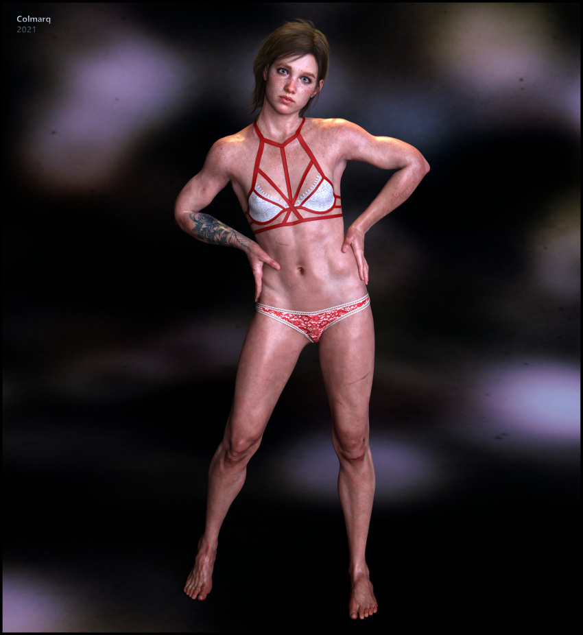 1girls 3d areolae athletic athletic_female breasts colmarq ellie_(the_last_of_us) ellie_williams female female_focus female_only naughty_dog nipples nudity pose posing small_breasts solo solo_female tagme tattoo the_last_of_us the_last_of_us_2 wide_hips