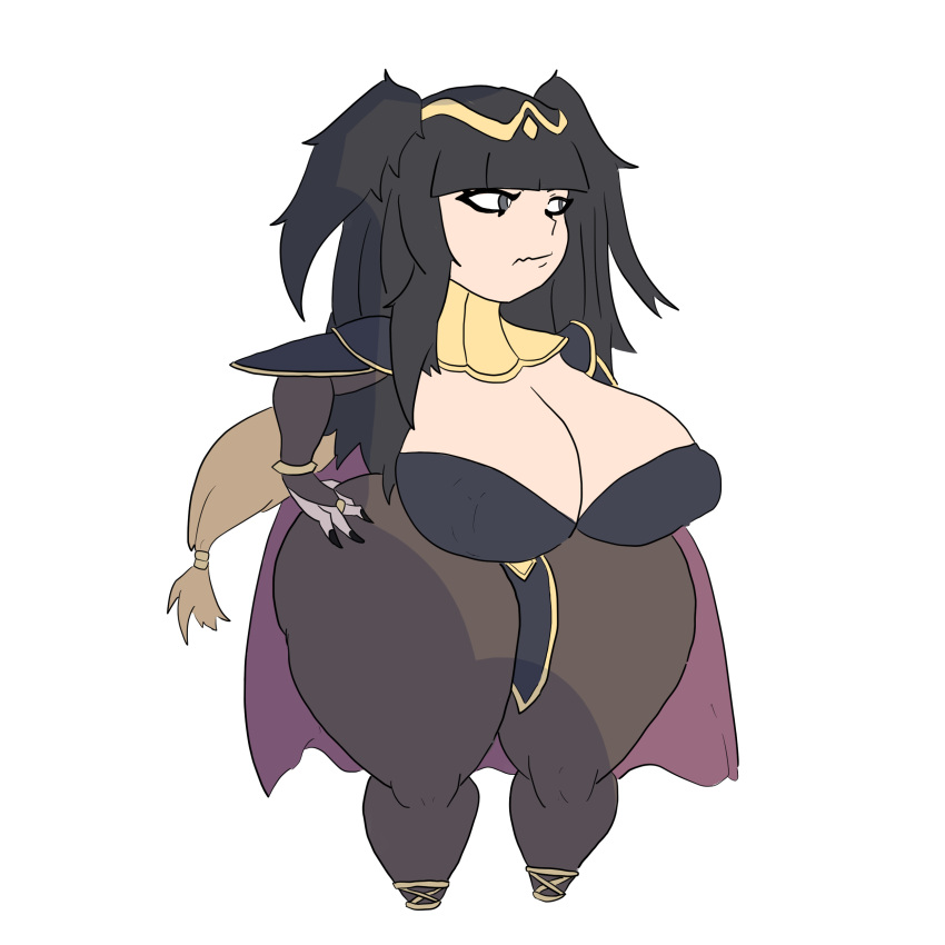 1girls black_hair bodystocking fire_emblem fire_emblem_awakening frsath gray_eyes grey_eyes huge_breasts hyper hyper_breasts nintendo shortstack solo solo_female tharja_(fire_emblem) thick_thighs thighs twintails voluptuous