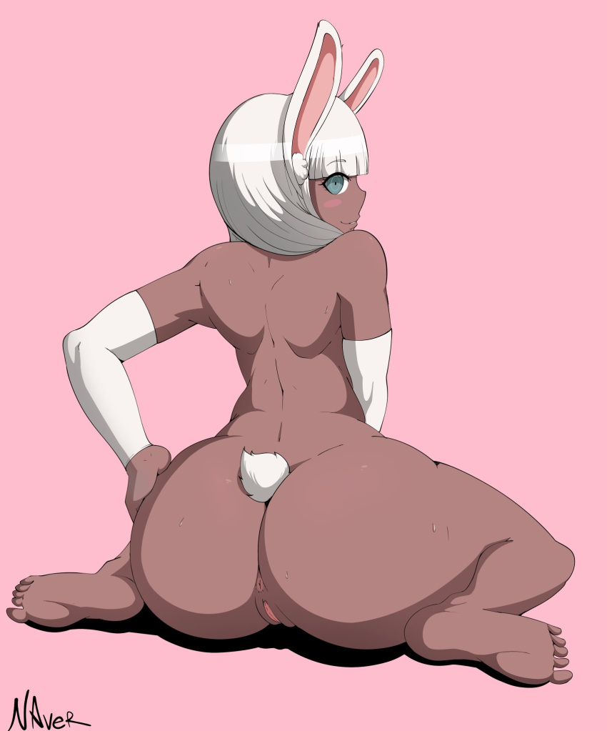 1girls anus ass ass_focus barefoot big_ass bunny_ears bunny_girl butt butt_crack danganronpa danganronpa_v3 dark-skinned_female dark_skin female female_focus female_only huge_ass naver new_danganronpa_v3 rear_view round_ass tan tan_skin tanned tanned_skin thick_ass yonaga_angie