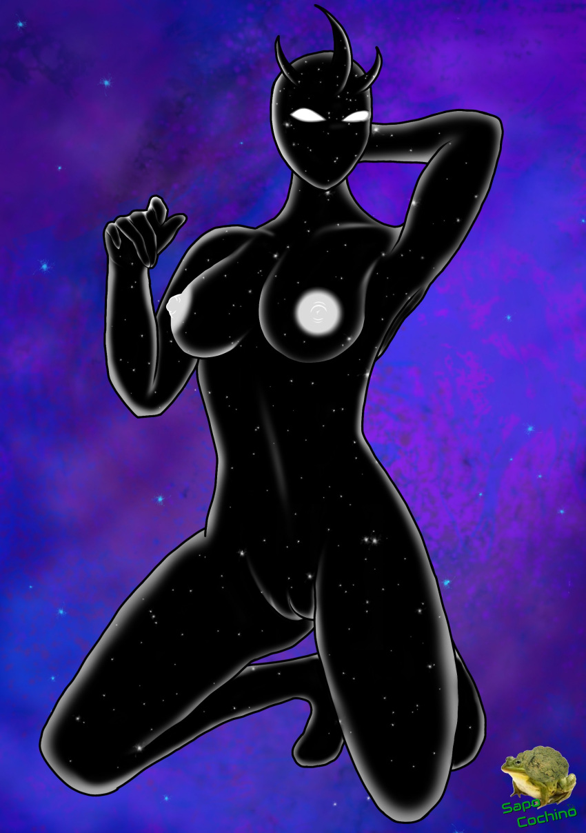 1girls alien alien_girl athletic ben_10 ben_10_alien_force big_breasts black_skin blank_eyes breasts busty cartoon_network celestialsapien cosmic_skin curvy erect_nipples female female_only galaxy_girl galaxy_skin humanoid kneeling large_breasts mature milf mother mother_celestialsapien nipples nude pussy solo solo_female space stars toned vagina white_eyes white_nipples white_sclera wide_hips