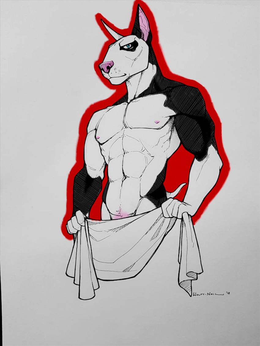 abs anthro biceps bull_terrier muscular muscular_male obliques oc pecs ribs ryker_(wildering) serratus_anterior solo thighs towel triceps wildering