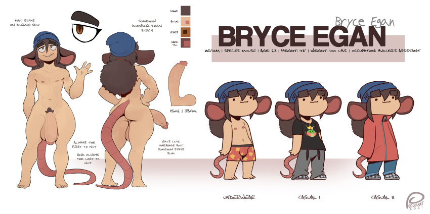 1boy :3 :| afro animal_ears anthro ass balls beanie beanie_hat blue_headwear bryce_(peculiart) bulge character_profile character_sheet chibi clothed clothing cute fully_clothed half-mast hands_on_hips hanging_penis hat headwear huge_balls huge_cock humanoid kemonomimi light-skinned_male light_skin male male_only model_sheet mouse mouse_boy mouse_ears mouse_tail nude original_character partially_clothed peculiart penis pronouns pubic_tuft rat rat_boy rat_ears rat_tail rodent round_ears semi-erect short small_but_hung solo standing text top_heavy_penis upright_penis waving zipper