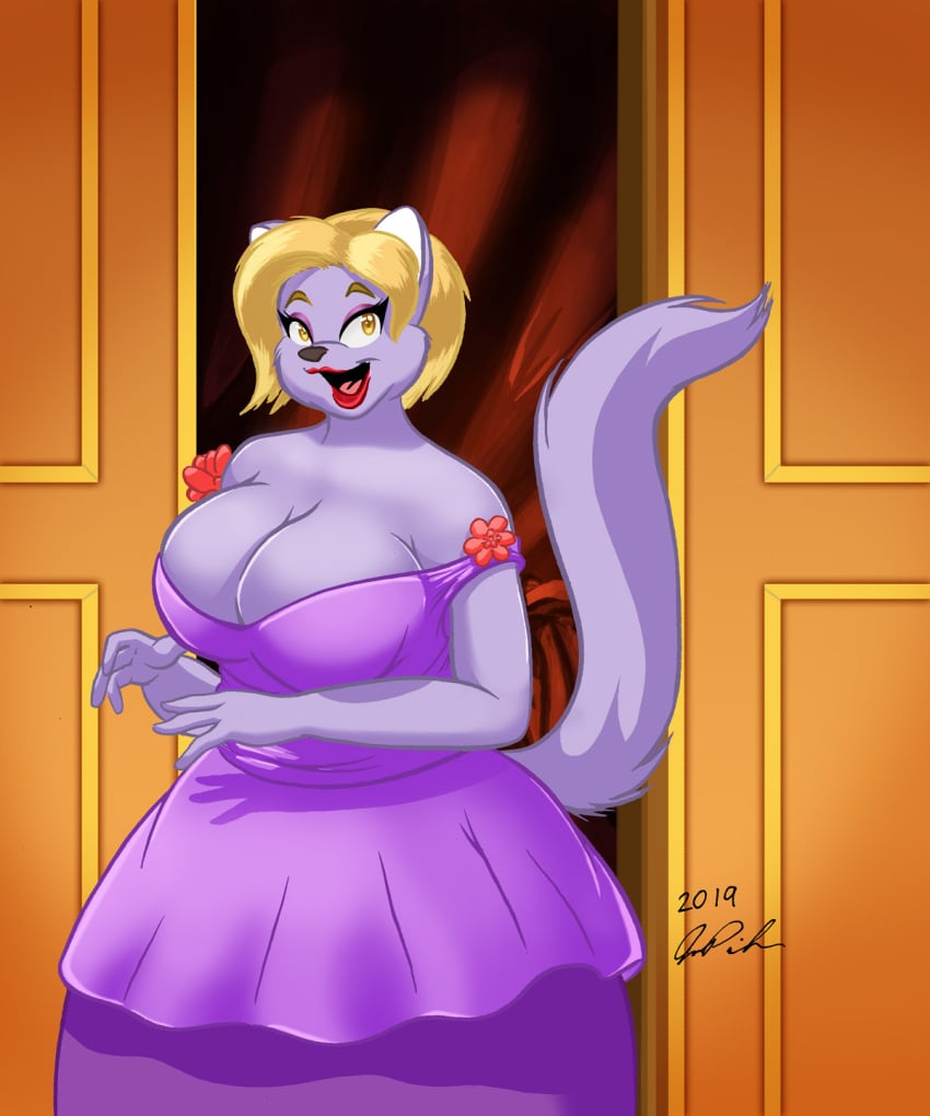 1girls 2019 alternate_version_available amber_eyes anastasia_(film) anthro big_breasts breasts busty chubby cleavage cosplay costume don_bluth feline female furry furry_breasts furry_tail hourglass_figure jonathan_ponikvar peter_and_company peter_and_whitney purple_fur purple_hair signature sophie_(anastasia) sophie_slovslayevna_smovorkof_smirnov voluptuous whitney_ponikvar wide_hips