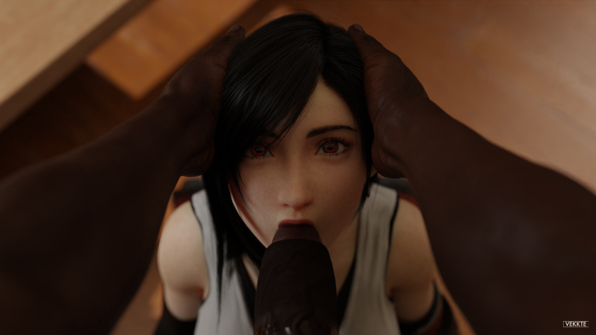 1boy 1girls 3d blender dark-skinned_male dark_skin erection fellatio final_fantasy final_fantasy_vii final_fantasy_vii_remake huge_cock interracial looking_at_viewer oral penis pov square_enix straight tifa_lockhart vekkte