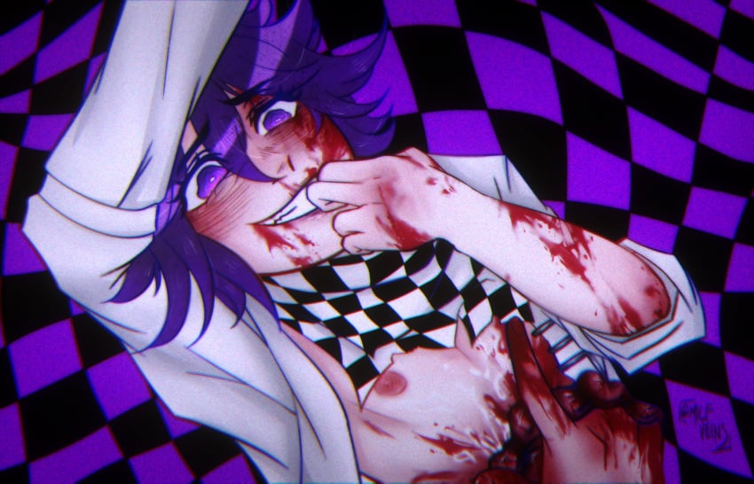 blood blood_on_face danganronpa danganronpa_v3 eroguro gore guts kokichi_ouma organs ouma_kokichi sole_male
