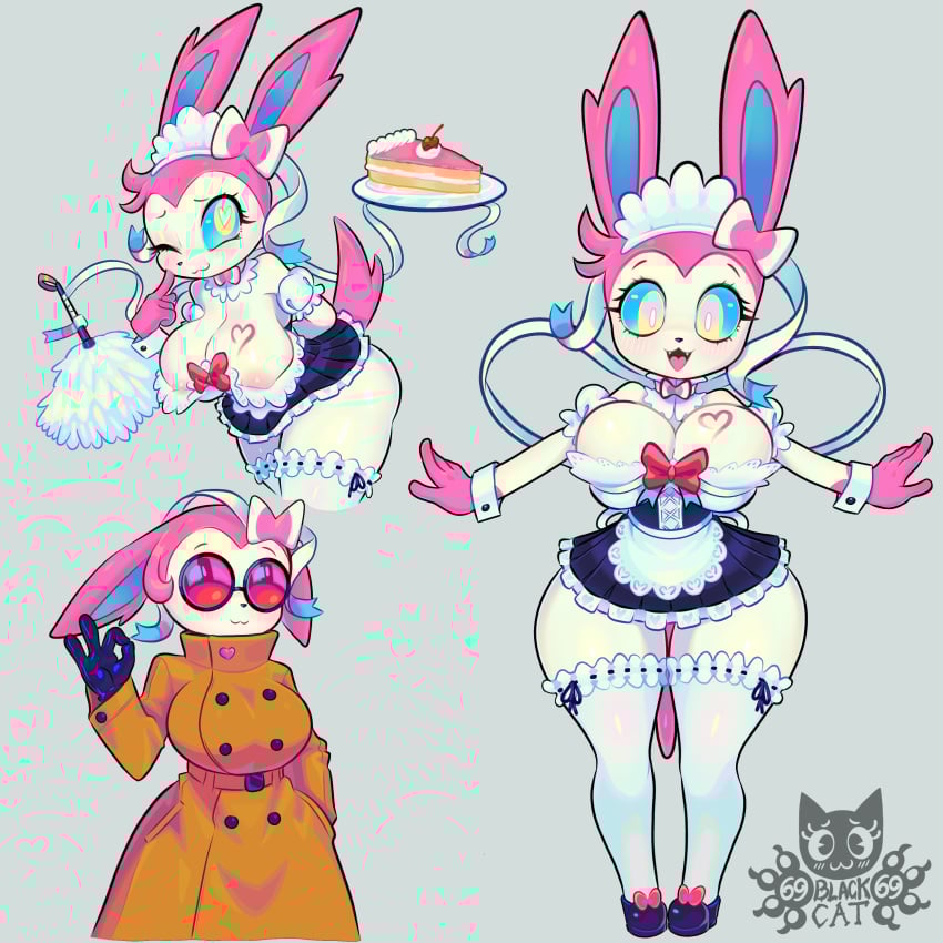 1anthro 1female 1girls 2020s 2025 2d 69blackcat69 anthro anthro_female anthro_only big_eyes black_clothing bow bow_ribbon brown_clothes brown_clothing cake cake_slice cyan_sclera detective digital_drawing_(artwork) digital_media_(artwork) duster ears_down ears_up eeveelution feelers female furry furry_female furry_only game_freak gradient_eyes heart_tattoo long_ears long_sleeves maid maid_outfit maid_uniform nintendo nipples nipples_visible_through_clothing pink_ears pink_eyes pink_fur pink_hands pink_nipples pink_tattoo pokemon pokemon_(species) pokemon_xy short_skirt short_tail sylveon tagme tattoo thick thick_legs thick_thighs thin_waist tiny_waist white_body white_fur white_pupils white_skin wide_hips yellow_eyes yellow_iris