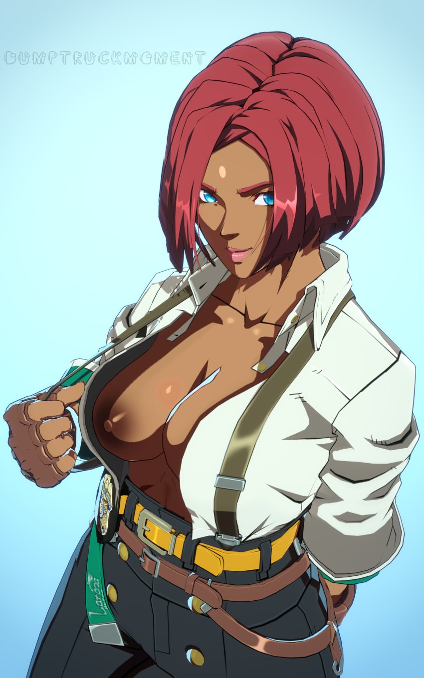 3d blue_eyes bob_cut brazilian brazilian_female dumptruckmoment female giovanna_(guilty_gear) guilty_gear red_hair short_hair tagme