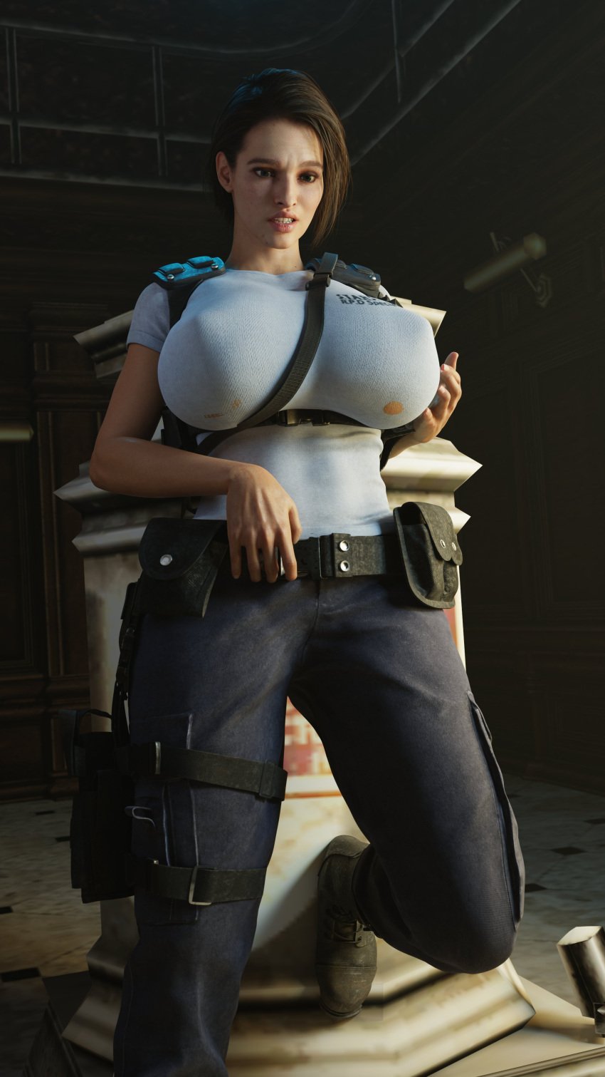 1girls 3d 4k absurdres ass blender breasts clubzenny female highres huge_ass huge_breasts jill_valentine jill_valentine_(sasha_zotova) light-skinned_female resident_evil resident_evil_3 resident_evil_3_remake solo thick_thighs wide_hips