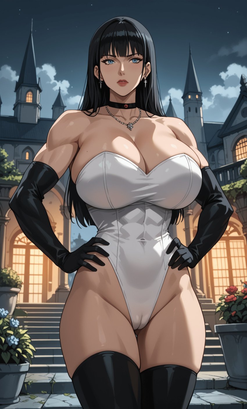 ai_generated black_hair blue_eyes dc_comics elbow_gloves justice_league_dark leotard mature mature_female zatanna zatanna_zatara