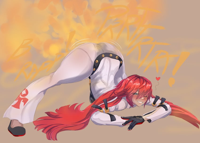 blue_eyes bubble_butt fart fart_cloud fart_fetish heart_symbol huge_fart jack-o_pose melonarts2_(artist) pose red_hair seductive seductive_look smile wink winking_at_viewer wobbling_ass