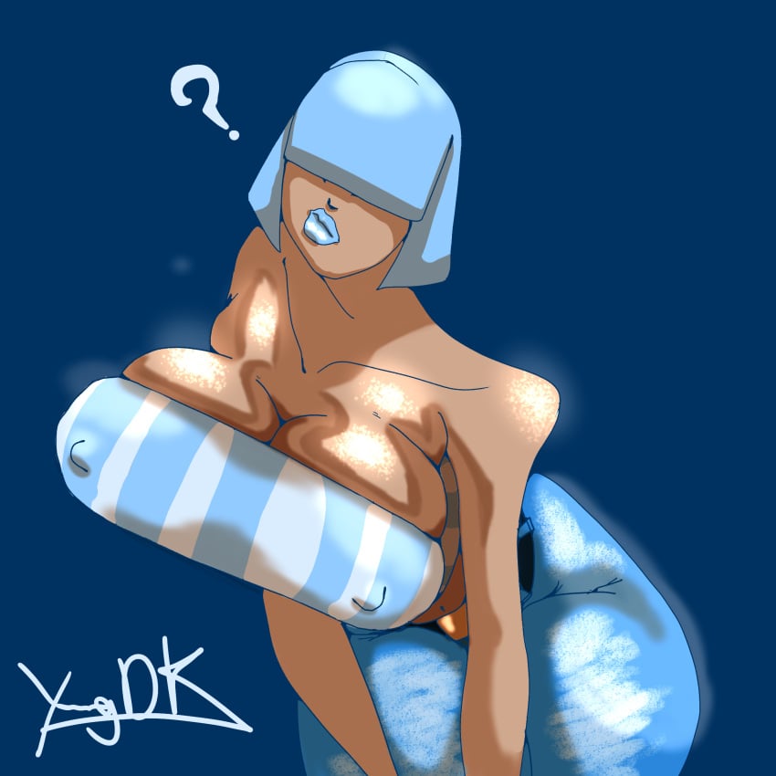 1girls ? ass ass_bigger_than_head big_ass big_breasts big_butt blue_background blue_hair blue_lipstick breasts breasts_bigger_than_head bubble_butt character_request clothing curvaceous curvy curvy_figure dark-skinned_female dark_skin erect_nipples erect_nipples_under_clothes female female_only fully_clothed hair_over_eyes huge_ass huge_breasts lipstick looking_at_viewer puffy_lips solo solo_female thick_thighs voluptuous voluptuous_female wide_hips ydknsfw