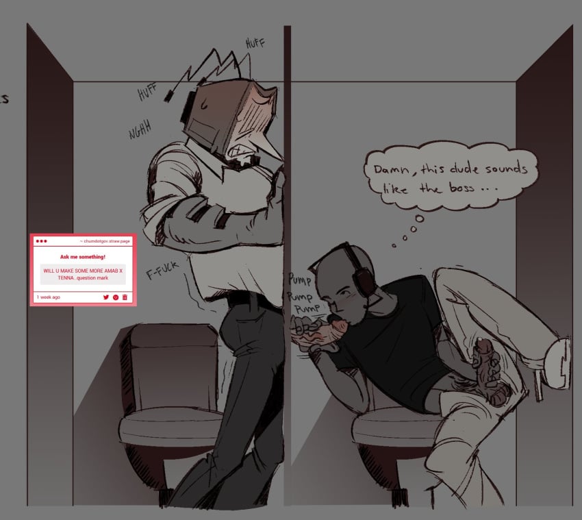blowjob blush chumdotgov deltarune deltarune_chapter_3 gay glory_hole handjob request strawpage_request sucking_penis sweat tenna_(deltarune) tv_head y/n yaoi