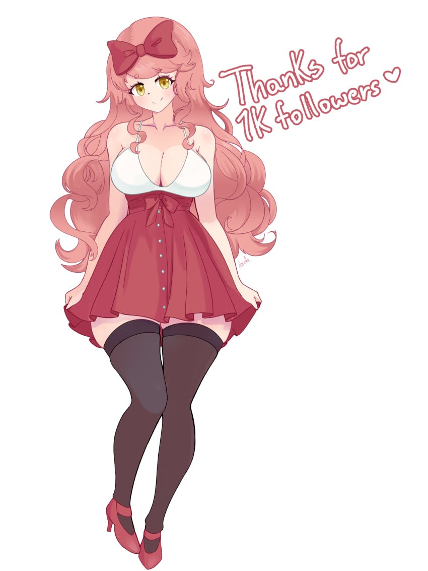big_ass big_breasts big_breasts big_butt big_titties clothing curvaceous curvaceous_female curvaceous_figure curvy curvy_figure curvy_hips ducktracio female female_focus female_only long_hair looking_at_viewer original original_character pink_hair thigh_highs
