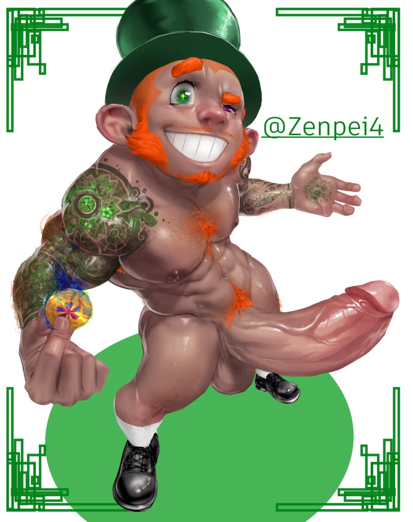 balls beard big_balls big_penis boner chest_hair davin_(zenpei) erection facial_hair ginger_hair hat leg_hair leprechaun male male_only nude penis pubic_hair shoes socks solo solo_male st._patrick's_day tagme tattoos top_hat veiny_penis zenpei