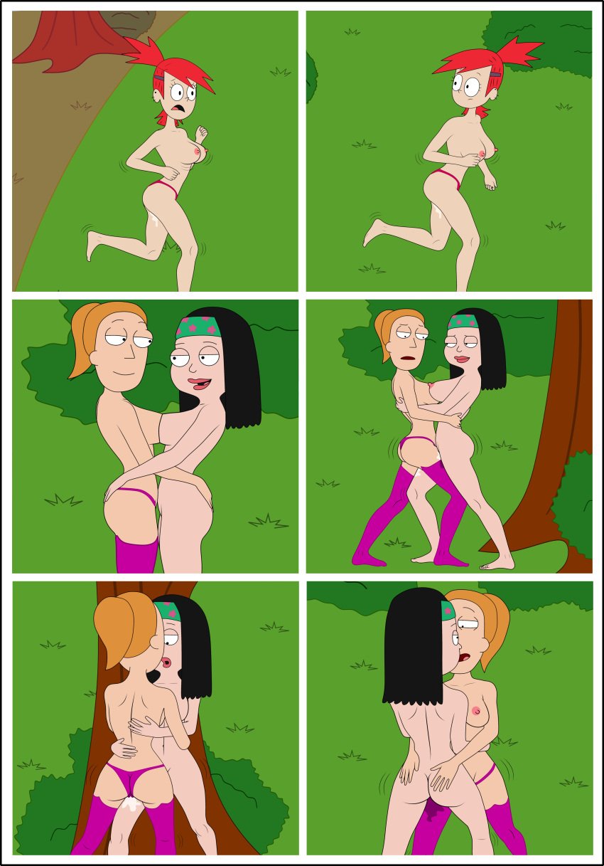 american_dad battle bra comic crossover female/female female_only forest foster's_home_for_imaginary_friends frankie_foster grass hayley_smith panties pussy_juice rick_and_morty running sexfight sexfightfun stockings summer_smith tribadism wet_panties wet_pussy wrestling young yuri