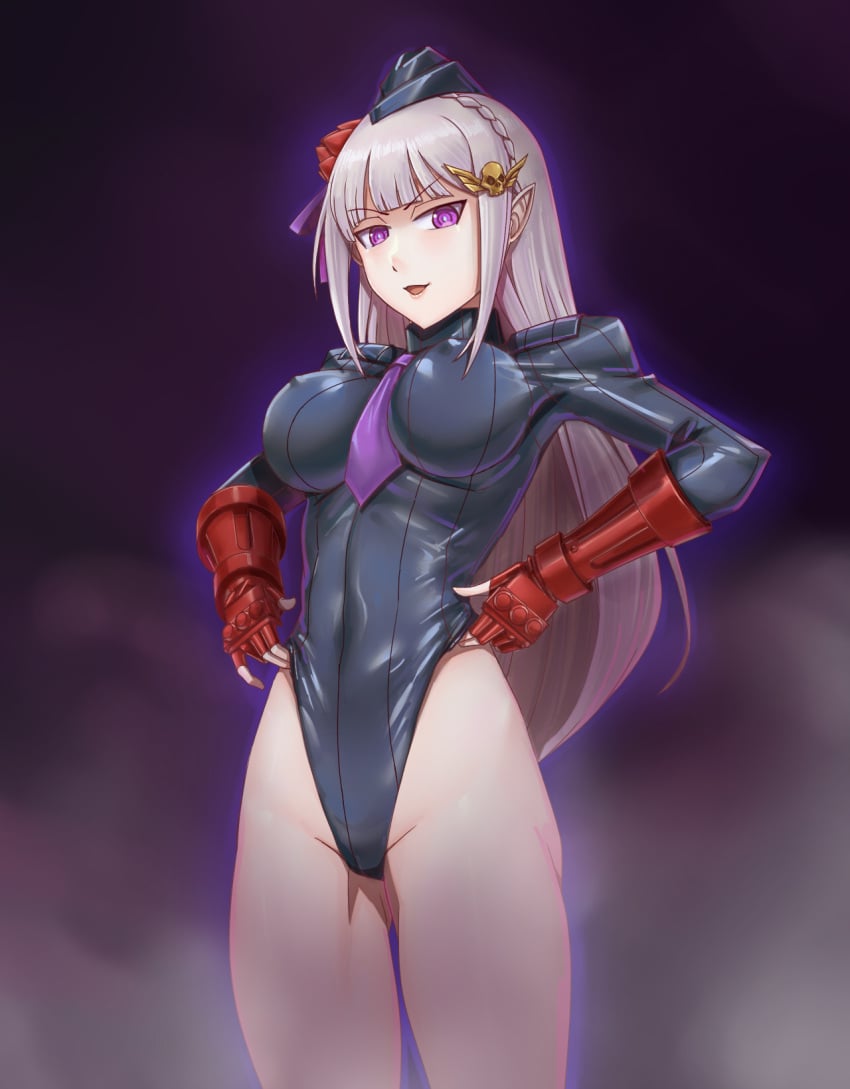 black_leotard emilia_(re:zero) enemy_conversion female highleg identity_death leebigtree leotard looking_at_viewer re:zero_kara_hajimeru_isekai_seikatsu shadaloo_dolls street_fighter