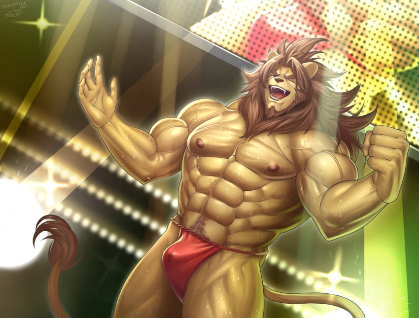 abs anthro bara biceps bodybuilder censored censored_penis energy_camdy furry furry_only heavily_censored hyper hyper_balls hyper_genitalia hyper_muscles hyper_penis hyper_testicles lion male male_focus male_only muscle muscles muscular muscular_arms muscular_ass muscular_back muscular_legs muscular_male muscular_thighs nipples pecs veins veiny_penis 種