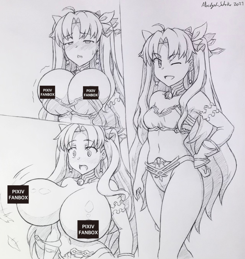 1girls abridged-satoko breast_expansion breasts censored censored_breasts fate/stay_night fate_(series) huge_breasts ishtar_(fate/grand_order) nipple_censor paywall_censor wip