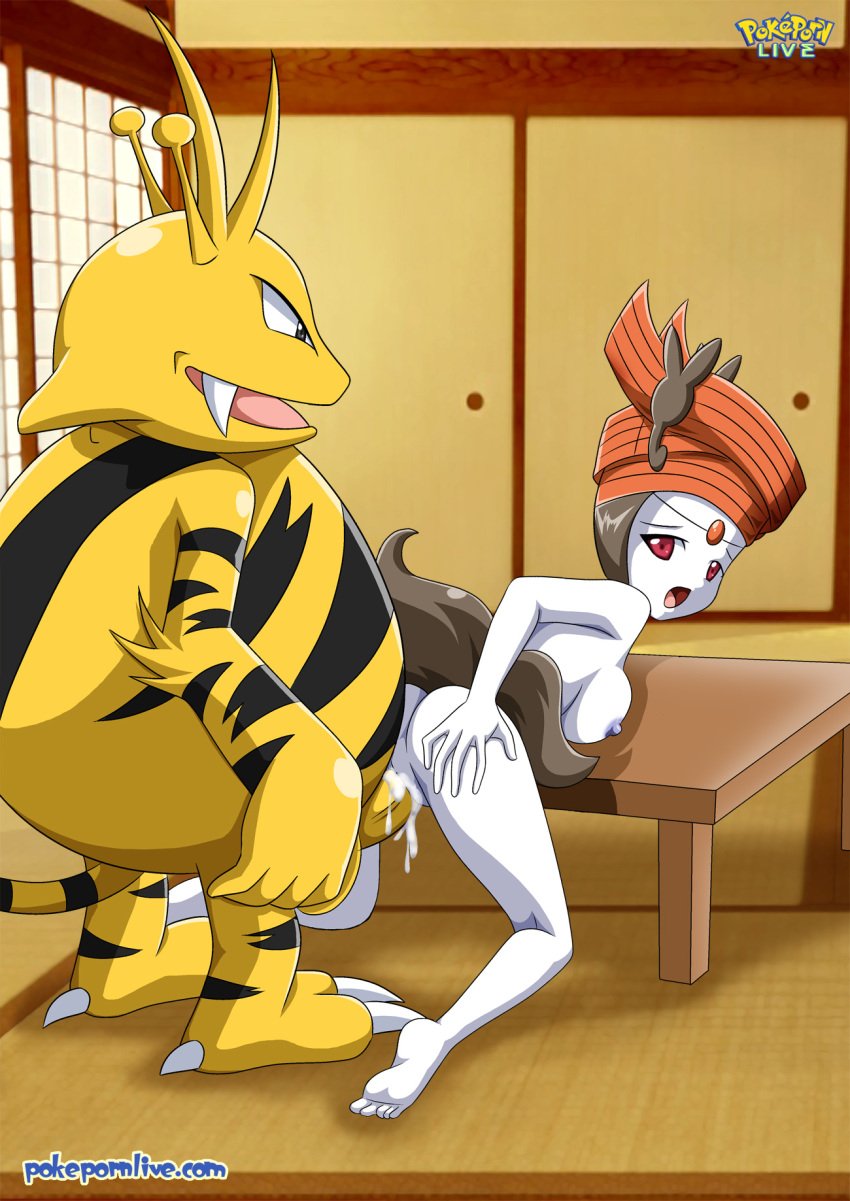 anthro ass bbmbbf breasts cum cum_inside electabuzz female game_freak meloetta meloetta_(pirouette_form) nipples open_mouth orange_hair palcomix penis pokémon_(species) pokemon pokemon_bw pokemon_rgby pokepornlive pussy sex white_skin