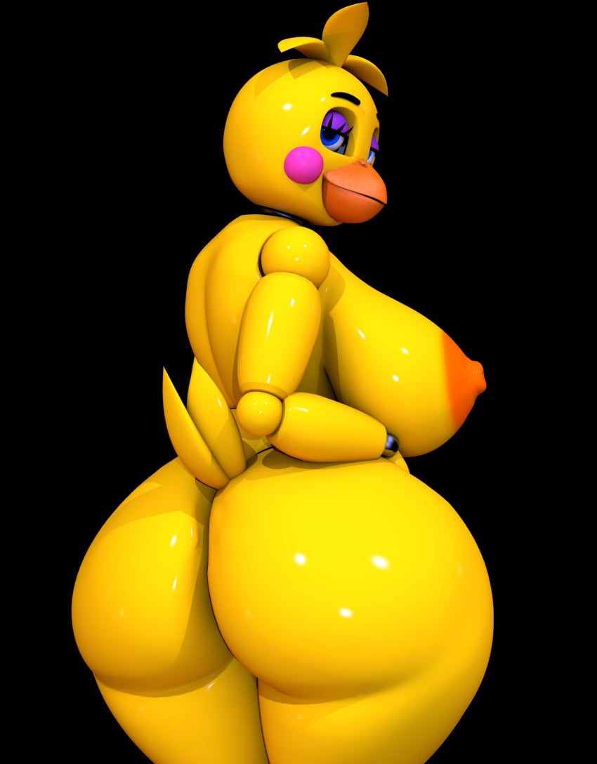 3d 3d_(artwork) big_ass big_breasts five_nights_at_freddy's geometryboymejia huge_toy_chica looking_at_viewer looking_back seductive_look sideboob solo solo_female tagme toy_chica_(fnaf)