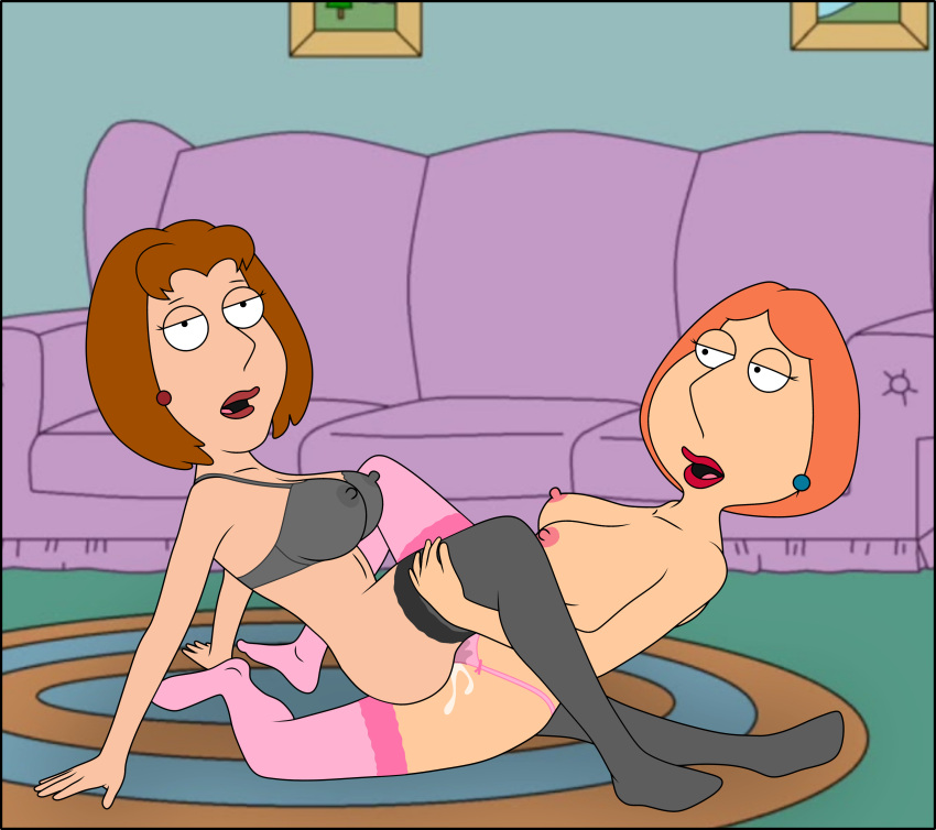 2girls battle black_bra black_stockings bra breasts diane_simmons family_guy horny_female lois_griffin milf mother multiple_girls nipples panties pink_panties pussy_juice room scissoring sexfight sexfightfun stockings thin_female tribadism tribbing wet_panties wet_pussy yuri