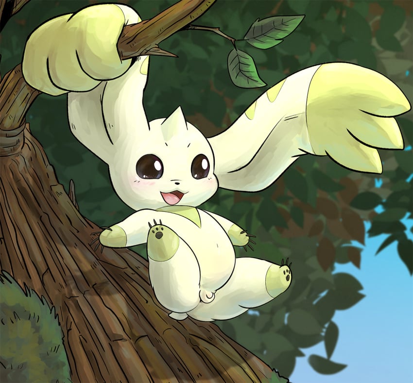 anus ass balls bandai_namco blush capture digimon digimon_(species) feral forest forest_background fur furry furry_only genitals lkiws male male_only nature nature_background paws penis plant small_penis solo tail terriermon tree