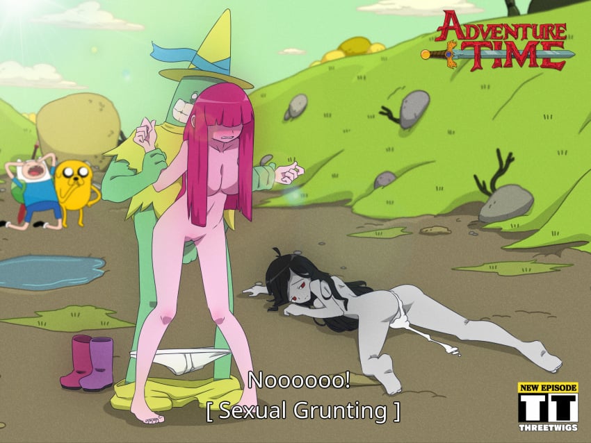 2girls 3boys adventure_time after_anal after_rape after_vaginal anal backpack bag black_hair blonde_hair blush cartoon_network clenched_teeth clothed clothed_male clothed_male_nude_female cuckold cum cum_in_pussy cum_inside defeated fake_screenshot female finn_the_human forced from_behind human jake_the_dog long_hair lying lying_down magic_man male marceline marceline_abadeer nude nude_female obscured_eyes obscured_nipples on_stomach onlookers outside pale_skin parody pink_hair princess_bubblegum pussy rape raped restrained smile standing testicles threetwigs vaginal vampire