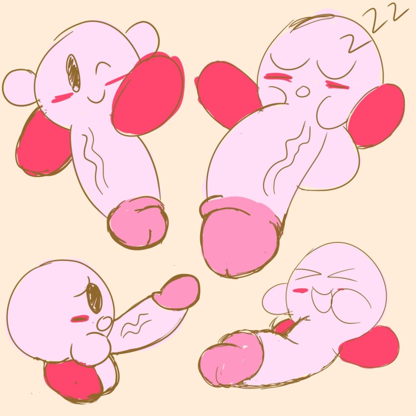 balls big_balls big_penis big_testicles blush closed_eyes cute cute_face feet huge_balls huge_cock huge_testicles kirby kirby_(series) male male_only nintendo penis penis_grab red_feet solo solo_male testicles veiny_penis waddling_head yungknight