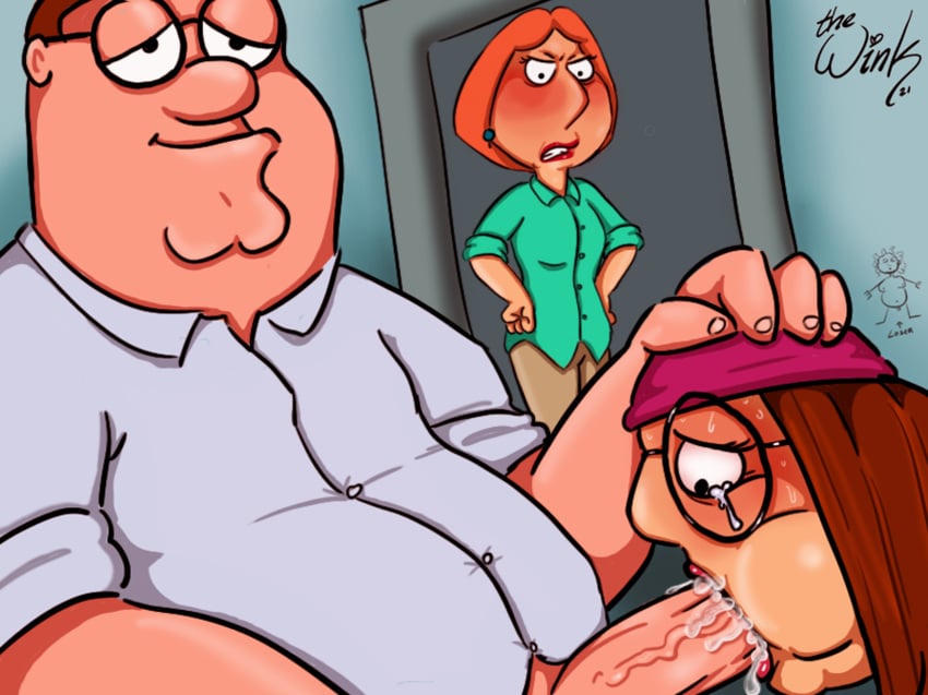 angry blowjob caught caught_in_the_act cum cum_in_mouth daughter deepthroat family_guy father father_and_daughter fellatio female fingernails forced forced_oral glasses hand_on_head incest lois_griffin male male/female meg_griffin mother older_male oral penis peter_griffin thewink younger_female