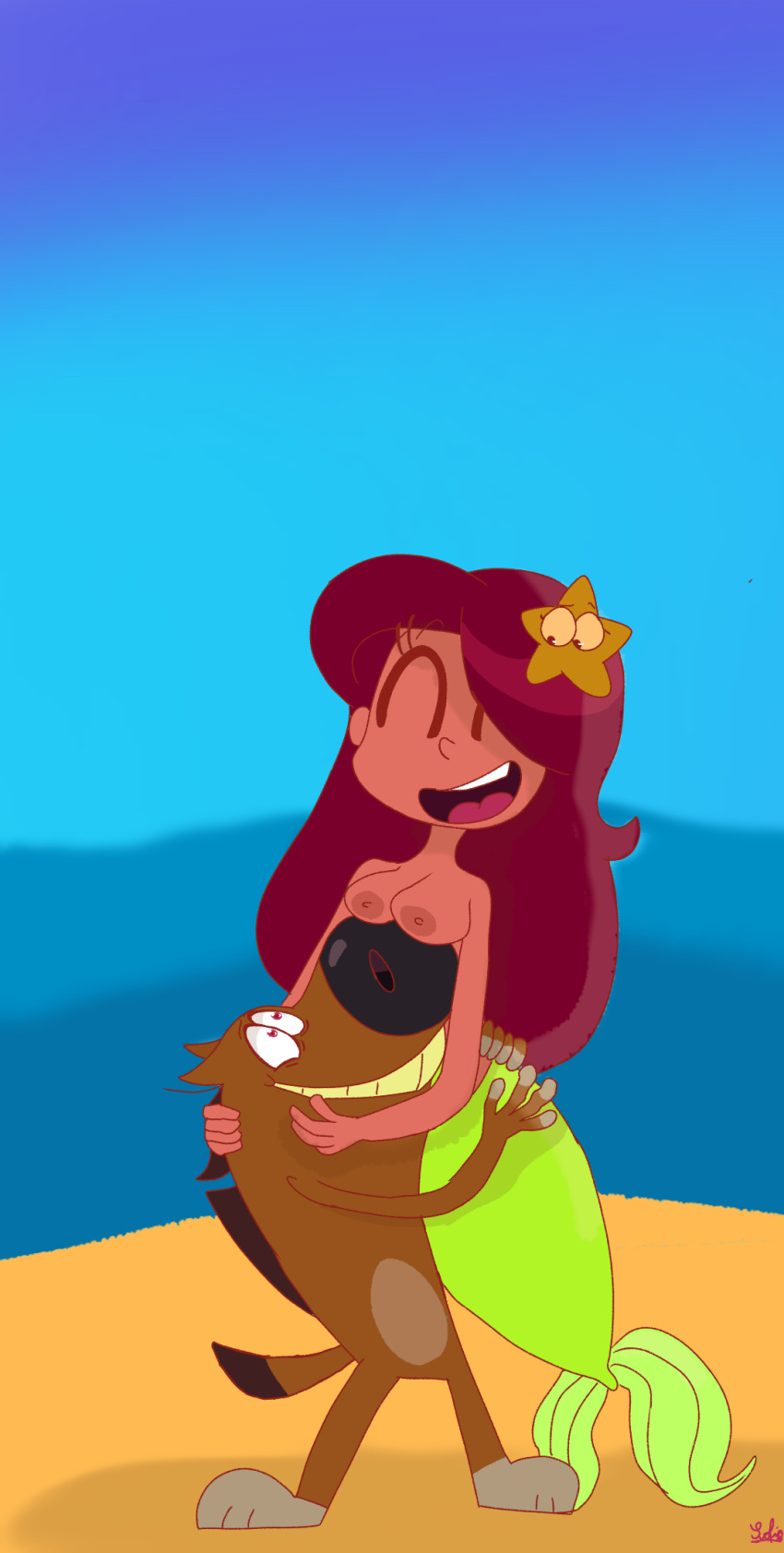 breasts female idkwhatimdoing male marina_(zig_and_sharko) mermaid mermaid_tail nipples topless zig_(zig_and_sharko) zig_and_sharko