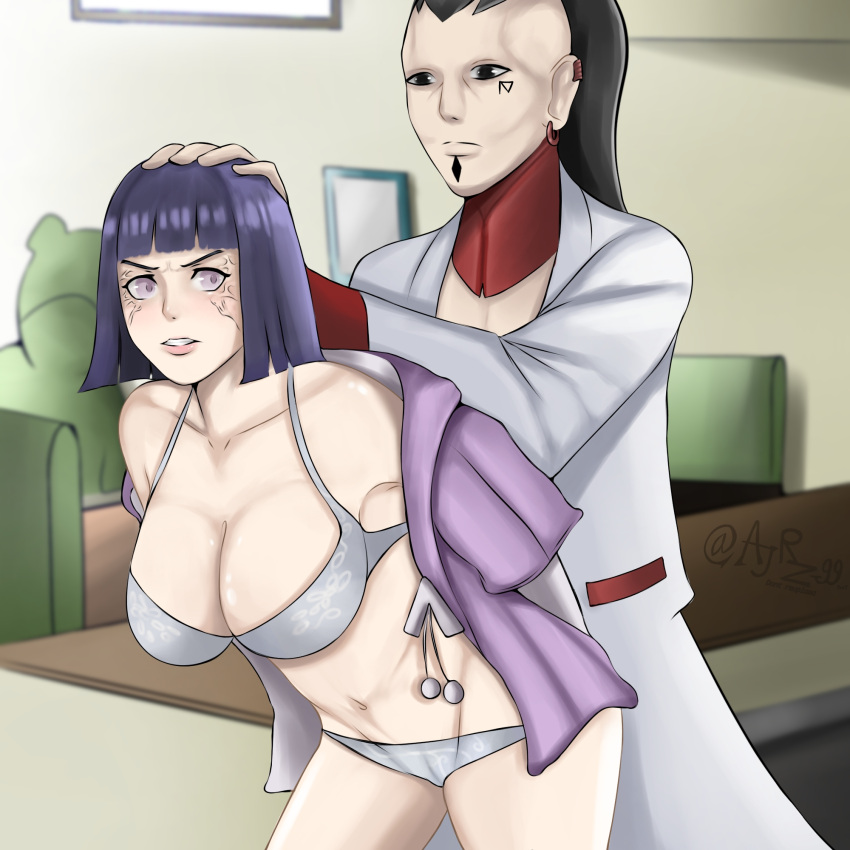 1boy 1boy1girl 1girls abs ajrz arched_back arms_behind_back bare_shoulders belly_button bent_over big_breasts black_eyes black_hair blue_hair bob_cut boruto:_naruto_next_generations bra busty byakugan byakugan_activated cheating cheating_wife cleavage clenched_teeth clothed clothing ear_piercing earrings face_markings female from_behind from_behind_position fully_clothed gritted_teeth hand_on_another's_head hand_on_head hoodie hyuuga_hinata imminent_rape imminent_sex indoors jacket jigen_(boruto) large_breasts lips lipstick looking_back male male/female mature mature_female medium_hair milf naruto naruto_(series) navel netorare ntr pale-skinned_female pale-skinned_male pale_skin panties partially_clothed piercing piercings pink_lips pink_lipstick ponytail purple_eyes restrained shounen_jump standing straight teeth tied_hair toned toned_female underwear undressing white_bra white_panties