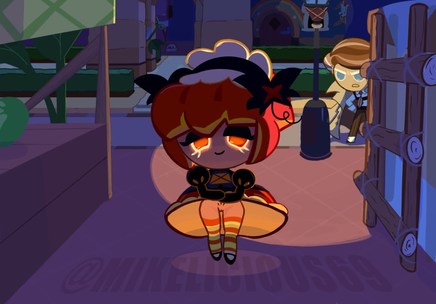 almond_cookie cookie cookie_run cookie_run_kingdom cute female halloween long_socks mikelicious69 night orange_eyes orange_hair pumpkin_pie_cookie pumpkinpie_cookie pussy thick_thighs